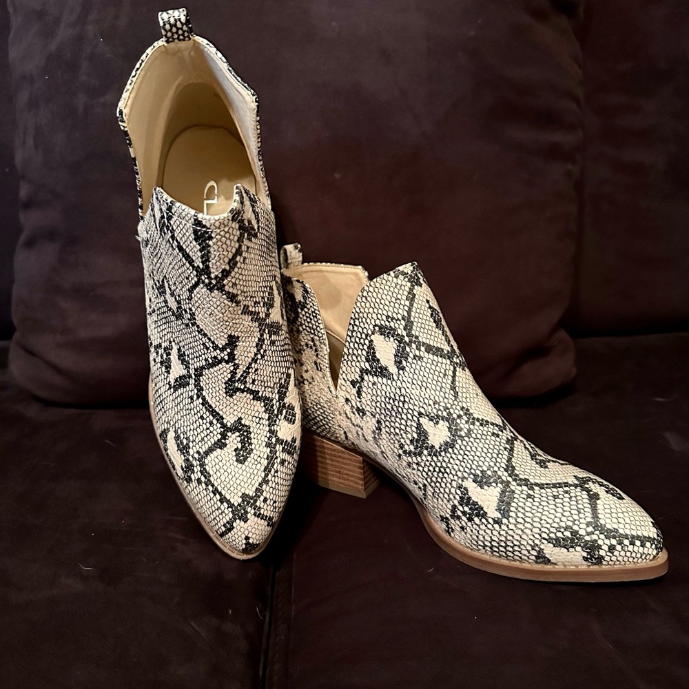 Snakeskin booties
